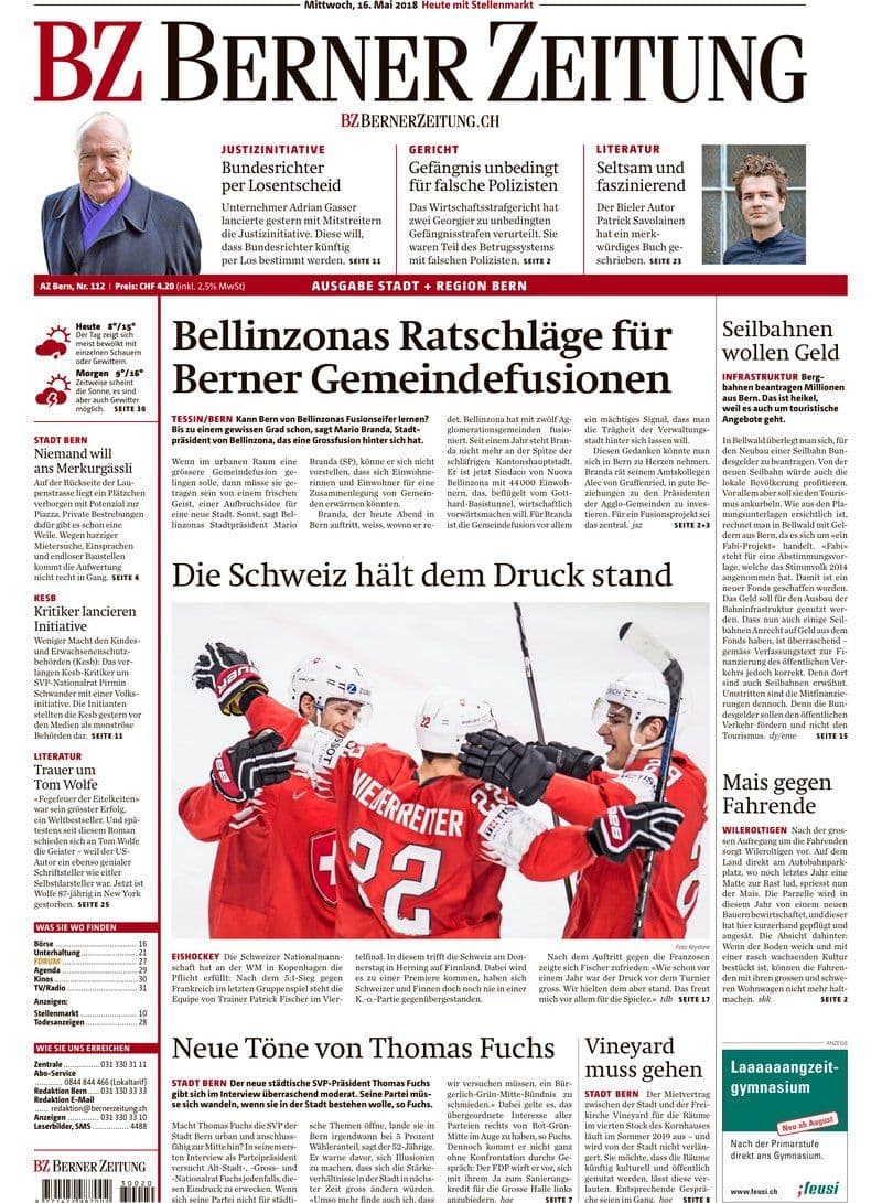 BZ Berner Zeitung Stadt plus Region Bern - 5  2018 [DE]